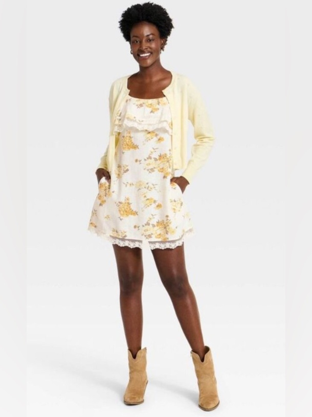 Universal Thread Yellow Floral Ruffle Sundress - Picture 3 of 3